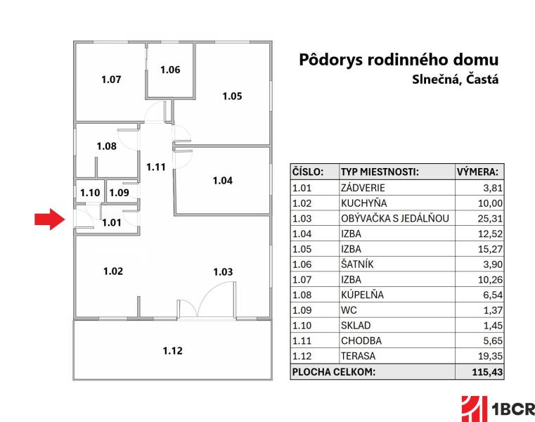 Pôdorys rodinného domu - Častá.jpg